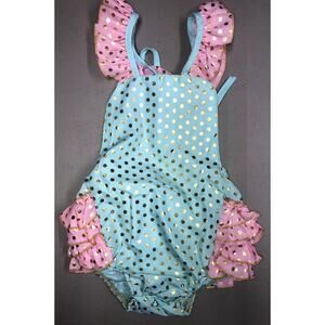 NWT Boutique One Piece Romper Criss Cross Back Ruffles12-18 Months